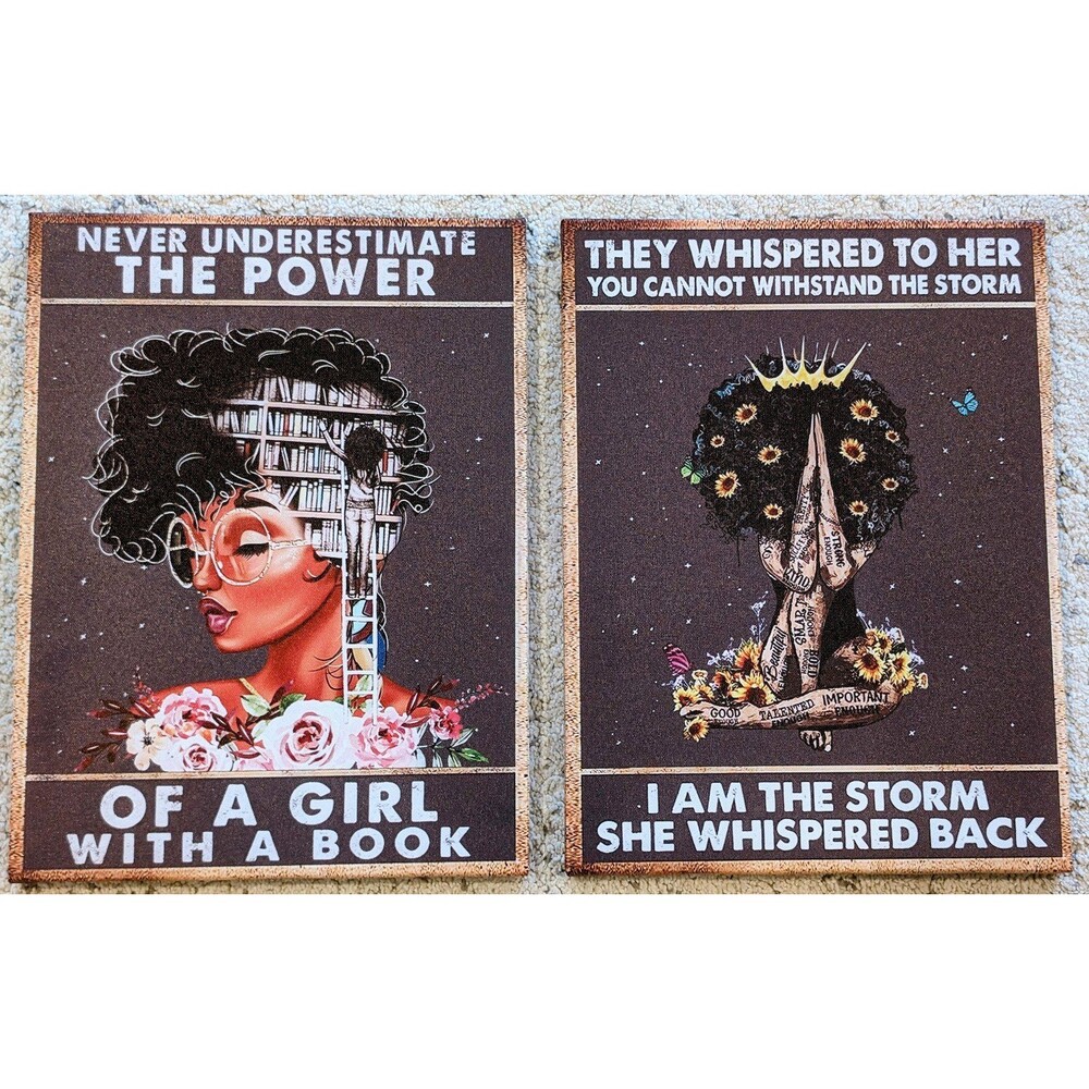 Set of 2 African American Wall Art Canvases NEW